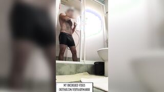 Highly fur covered gorilla boy taking a douche - my uncensored vids are on ONLYFANS