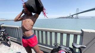 Nude bike rail in San Francisco! unclothing outside for everyone to watch