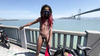 Nude bike rail in San Francisco! unclothing outside for everyone to watch