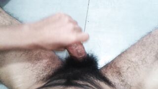 POINT OF VIEW my glance. Extraordinary horniness at work so I jack my fur covered shaft off until unleashing a ginormous jizz flow
