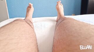 School guy fondles his soles, taking off his lengthy, perspiring socks
