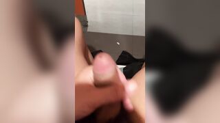 wanking off in a public douche