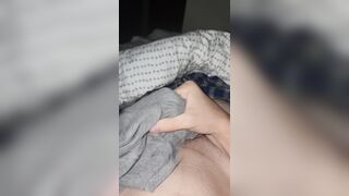 Solo spoken jizz shot in lingerie