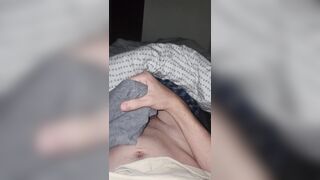 Solo spoken jizz shot in lingerie
