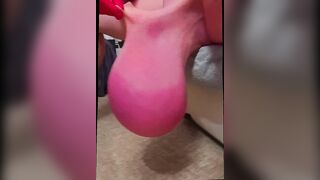 Giant Ball sack Christmas Wag Times Real Futa Crimson Satin Mittens Real Nuts Saline Hermaphroditism Xmas Dad Taunting Ballstretching
