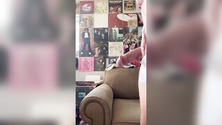 Lengthy Cascading Cum shot in Milky G-string Boxers