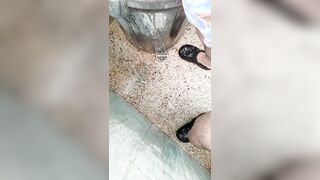 Latino embarrassing hj in the shower, humungous bigheaded penis