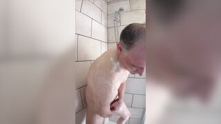 Jonathan trims his face, pecs, tender uncircumcised boner and nut sleek in the douche gets soapy and washes his naked figure