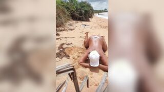 Ladysilva femboy on the beach dressed in underpants demonstrating off her scorching XXL caboose