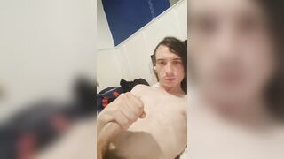 Lengthy Hair Twunk Jacks His Huge Rigid Meatpipe Thinking about his Father