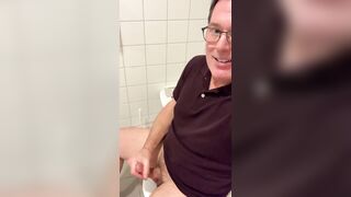Mighty dual-climax when stroking-off in the public wc