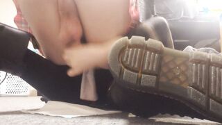 Femboy with lovely bootie masturbates himself until jizzing