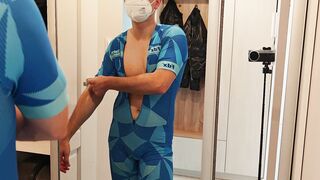 Bulky Euro fellow poses in stellar cycling suit