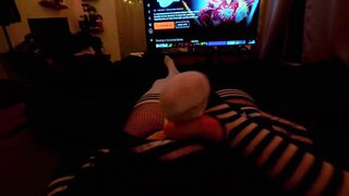 Femboy pops in his Nike sock