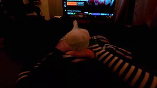 Femboy pops in his Nike sock