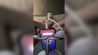 BTS from one of my live streaming sessions on XHamsterLive draining my XXL bone while dressed in undergarments and a mask