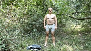 Zolee takes a risk - disrobes in the woods and plays with himself