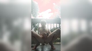Locked out with no clothes - and too mischievous to do anything but jerk off!