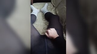 Spunking in stretch pants