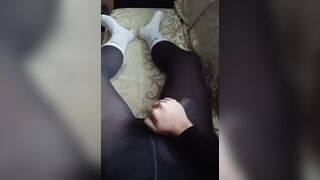Spunking in stretch pants