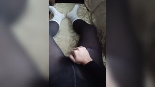 Spunking in stretch pants