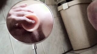 Swift white pearly rectal fun in the mirror