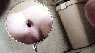 Swift white pearly rectal fun in the mirror