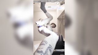 He Shoots a load All Over the Camera: Inked Solo Masculine Fuck stick Have fun Close-Up POINT OF VIEW Until the Lens Is Caked
