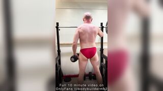 Humungous homosexual Muscle Parent nude exercise ripple and jerkoff in home gym