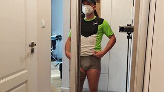 Hooded Sport Stud Flashing Off His Muscles in Taut T-shirt