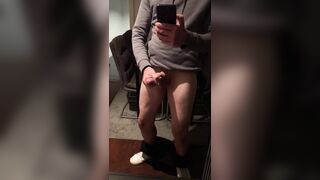 Insatiable fellow stroking off