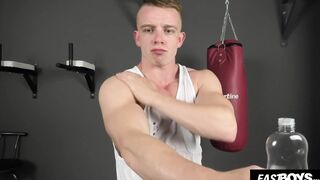 Muscled Light-haired Man Displays Off Figure and Jacks His good-sized Sausage