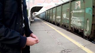 guy masturbates at the station