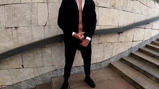 guy masturbates in the underpass