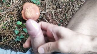 Hiker Takes Out His Dick Looking For Mushrooms????and Unloads Semen In One Of Them
