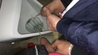 Peeing with my stepbrother at disco urinal