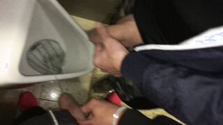 Peeing with my stepbrother at disco urinal