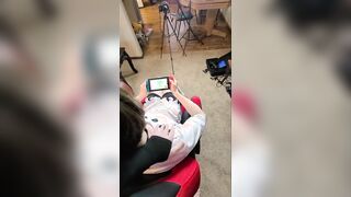 Femboy gets a hand job from his pal while toying Nintendo Change