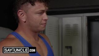 Tanner Predominates Maverick in the Locker Bedroom Bathroom