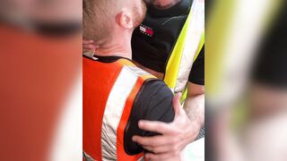 Risky outdoor construction website plow! Unshaved suspended tears up Ginger tradesman until INTERNAL CUMSHOT!