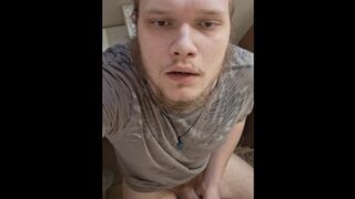 Plugging my culo and jerking my man sausage to munch the jizz before a bathroom