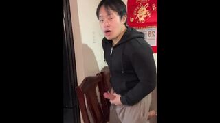 Japanese Stud Drains His Hard-on In The Kitchen