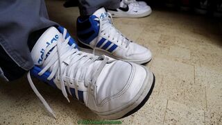 Toying with adidas dineties and jizzing on af1 utility in strauss workpants