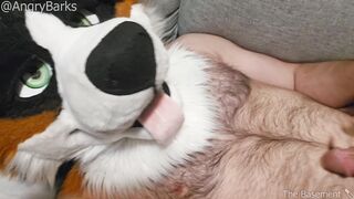 Wooly Eunuch @AngryBarks gets rock-hard massaging his empty sack of babymakers,shoots infertile jizz Great Neutered Puppy