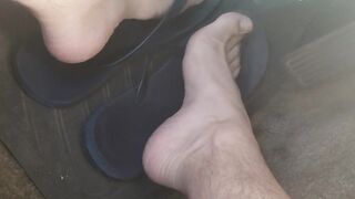 Adorable femboy soles while driving