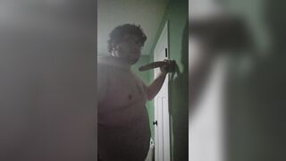 Meaty masculine in v-card fellating off 12-inch fake penis