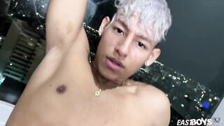 Muscle latino man humungous teenager lollipop hand-job