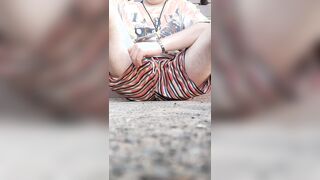 Solo stud wanking outside in public