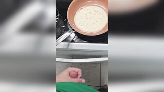 Weenie and pancakes for breakfast