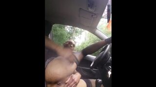 thick ebony delve faggot jacking off in van